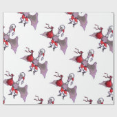 Papier Cadeau Père Noël Bat blanc papier d'emballage brillant mo (Plat)