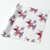 Papier Cadeau Père Noël Bat blanc papier d'emballage brillant mo (Déroulé)