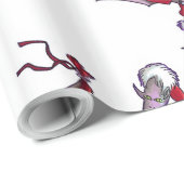 Papier Cadeau Père Noël Bat blanc papier d'emballage brillant mo (Coin rond)