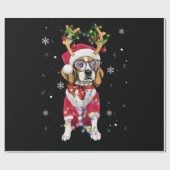 Papier Cadeau Père Noël Beagle renne Léger cadeaux de Noël (Plat)