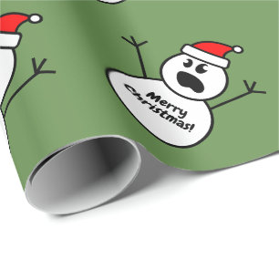 Papier Cadeau Père Noël bonhomme de neige drôle et effrayant de 