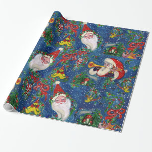 PAPIER CADEAU PÈRE NOËL BUGLER, JOUETS, RIBBONS, NUIT DE NOËL MU