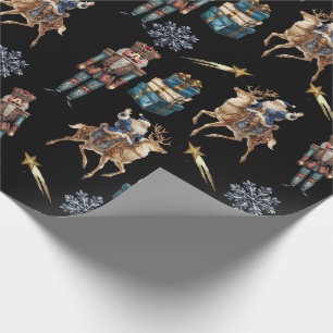 Papier Cadeau Père Noël Casse-Noisette Festif Étoile Filante
