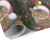 Papier Cadeau Père Noël Cat (Coin rond)