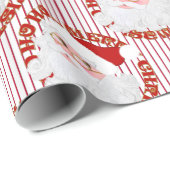 Papier Cadeau Père Noël Cercles Visage Red Stripes-Papier Cadeau (Coin rond)