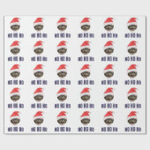 Papier Cadeau Père Noël Chat avec Santa hat, Ho Ho ho Squa d'inv (Plat)