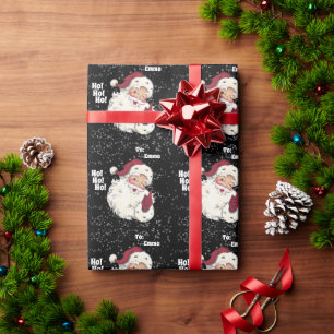 Papier Cadeau Père Noël Classique Avec Neige Tombant Noël