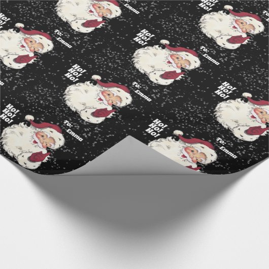 Papier Cadeau Père Noël Classique Avec Neige Tombant Noël (Coin)