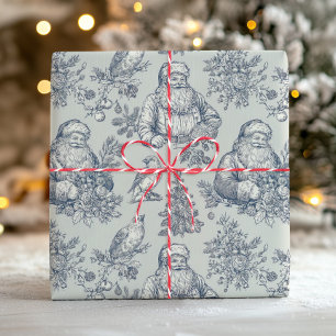 Papier Cadeau Père Noël classique de toile de vacances oiseau et