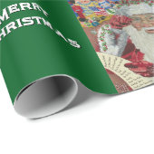 Papier Cadeau Père Noël Classique - Vérifier Deux Fois Vert Vaca (Coin rond)