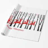 Papier Cadeau Père Noël dans la forêt d'arbre de bouleau (Déroulé)