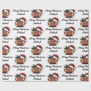 Papier Cadeau Père Noël de football américain personnalisé