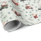 Papier Cadeau Père Noël de golf sur gris pâle vert (Coin rond)