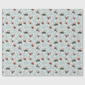 Papier Cadeau Père Noël de golf sur Vert pâle (Plat)