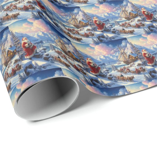 Papier Cadeau Père Noël de Noël 6 (Coin rond)