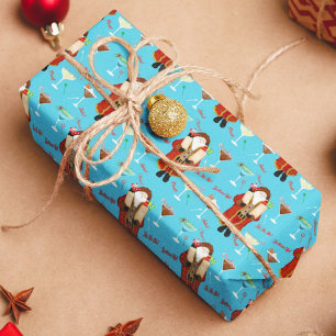 Papier Cadeau Père Noël de Noël apportant des boissons de fêtes 