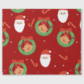 Papier Cadeau Père Noël de Noël avec amis et Sucres de canne (Plat)