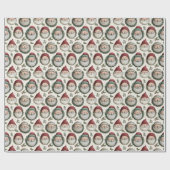 Papier Cadeau Père Noël de Noël avec Motif Holly Wreaths (Plat)