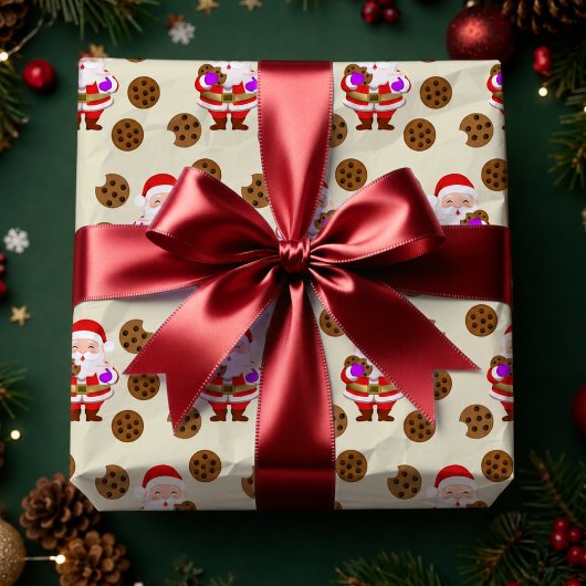 Papier Cadeau Père Noël de Noël et cookie