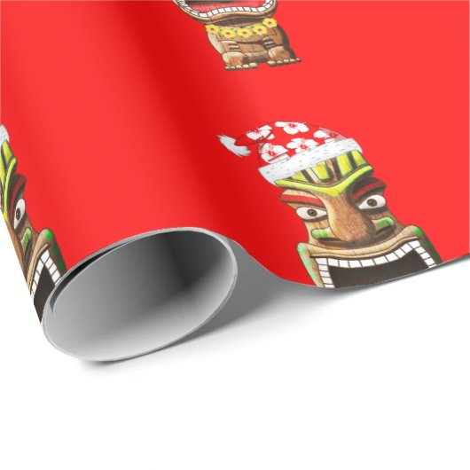 Papier Cadeau Père Noël de Noël hawaïen Tiki (Coin rond)
