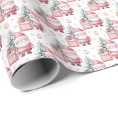 Papier Cadeau Père Noël de Noël rose présente (Coin rond)