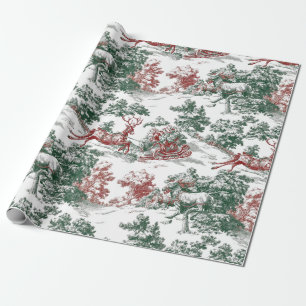 Papier Cadeau Père Noël de Noël Rouge Vert Rétro Nostalgique
