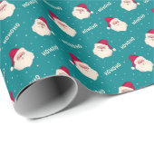 Papier Cadeau Père Noël de Noël sur le Turquoise vert brillant (Coin rond)