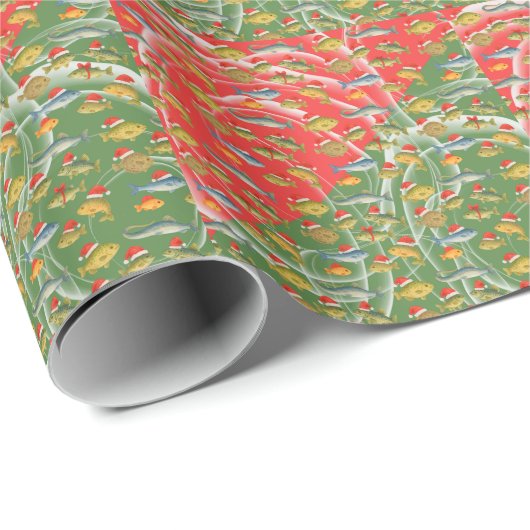 Papier Cadeau Père Noël de poisson en vacances de Noël pour Amou (Coin rond)