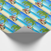 Papier Cadeau Père Noël détendant sur la plage ensoleillée (Coin)