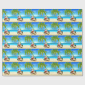 Papier Cadeau Père Noël détendant sur la plage ensoleillée (Plat)