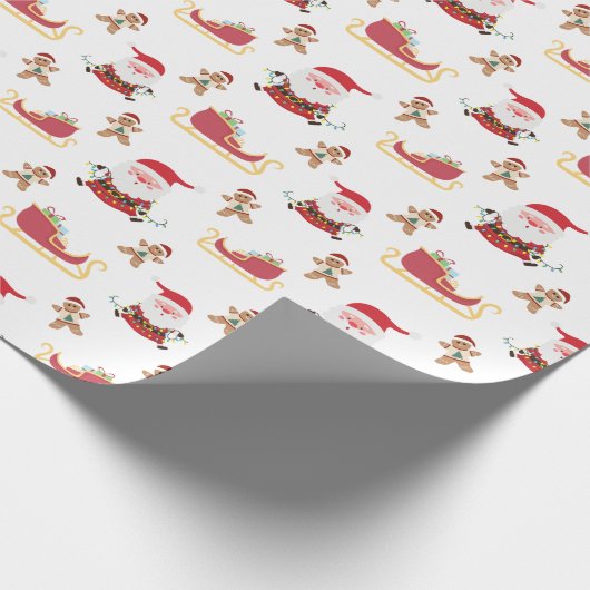 Papier Cadeau Père Noël drôle avec les lumières de Noël Gingerbr (Coin)