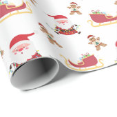 Papier Cadeau Père Noël drôle avec les lumières de Noël Gingerbr (Coin rond)