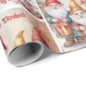 Papier Cadeau Père Noël Elfes Personnaliser Nom Noël mignon (Coin rond)