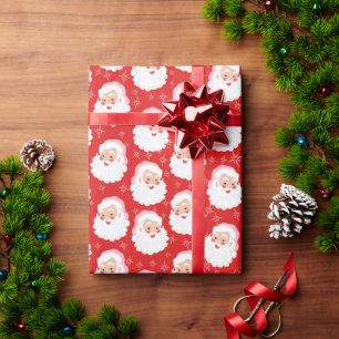 Papier Cadeau Père Noël en Casquette rose Noël rétro