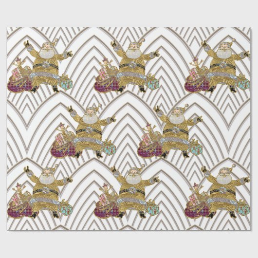 Papier Cadeau Père Noël en route pour Noël (Plat)