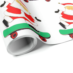 Papier Cadeau Père Noël en skateboard
