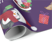 Papier Cadeau Père Noël et amis noirs (Coin rond)