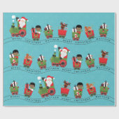 Papier Cadeau Père Noël et Black Boy en train (Plat)