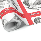 Papier Cadeau Père Noël et Cheval de Peinture (Coin rond)