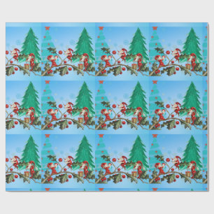 Papier Cadeau Père Noël et elfes se préparent !