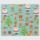 Papier Cadeau Père Noël Et Elfs Motif De Noël (Plat)