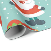 Papier Cadeau Père Noël Et Elfs Motif De Noël (Coin rond)