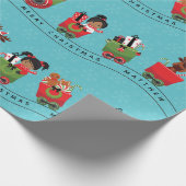 Papier Cadeau Père Noël et fille multiculturelle en train (Coin)