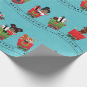 Papier Cadeau Père Noël et fille noire en train (Coin)