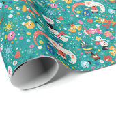 Papier Cadeau Père Noël et Joyeux amisModèle (Coin rond)