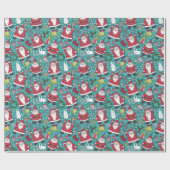 Papier Cadeau Père Noël Et Lapins (Plat)