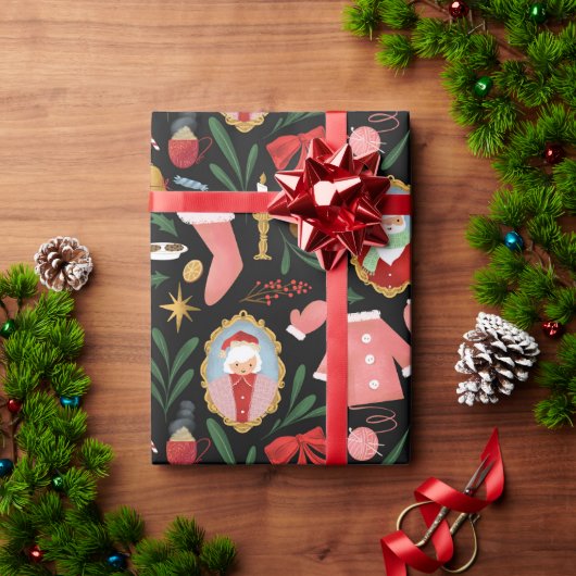 Papier Cadeau père Noël et mme claus papier d'emballage (Cadeau de vacances)