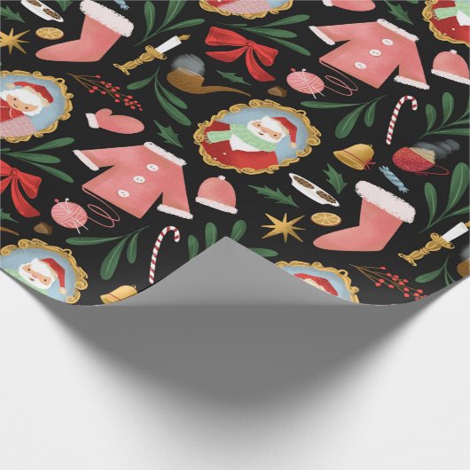 Papier Cadeau père Noël et mme claus papier d'emballage (Coin)