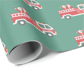 Papier Cadeau Père Noël et Mme Claus sur un camion de Noël (Coin rond)