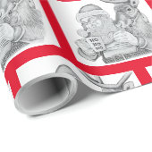 Papier Cadeau Père Noël et Reindeer (Coin rond)